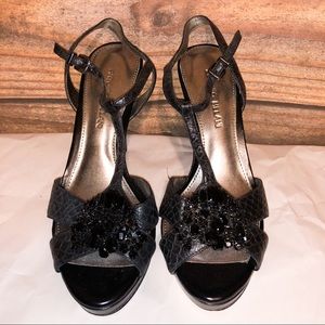 Antonio Melani Black Strappy Heel Jewel 8.5